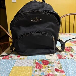 Kate Spade Black Nylon Backpack with Gold Accents
